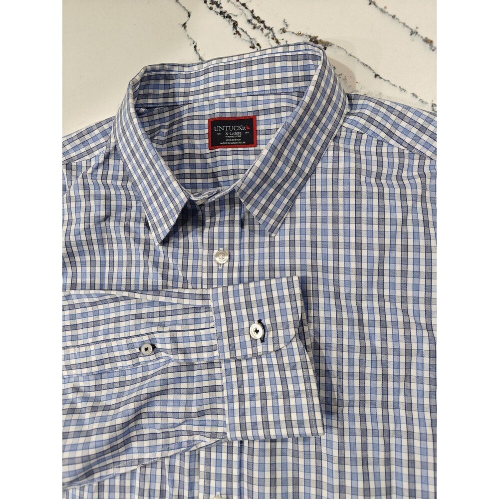 UNTUCKit Men's Wrinkle Free Button-Up Plaid Long Sleeve Shirt Size XL Cotton